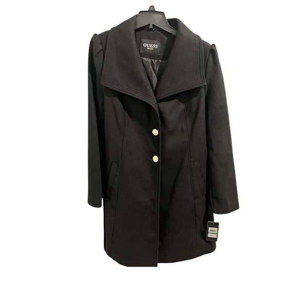 Guess Funnel Collar Wool Trench Coat - Picture 8 of 10